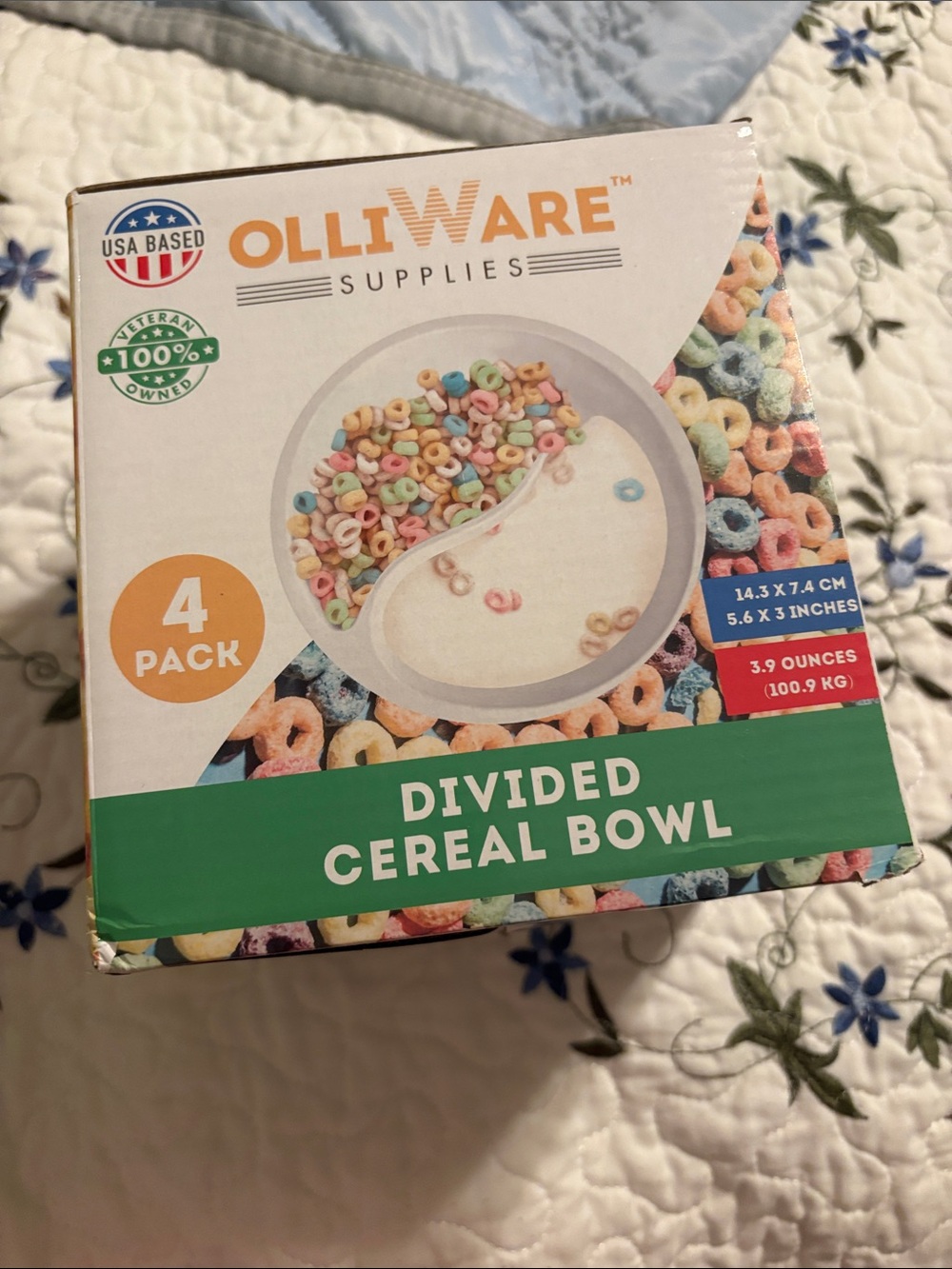Divided Cereal Bowl - White (4 Pack)